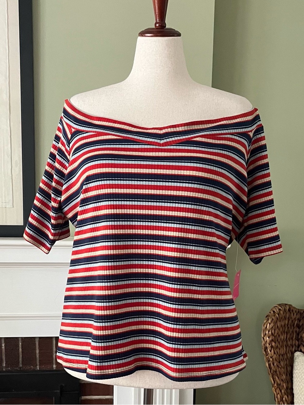 ModCloth x Barbie Off-the-Shoulder Rib Knit Striped Top | NWT | 3X